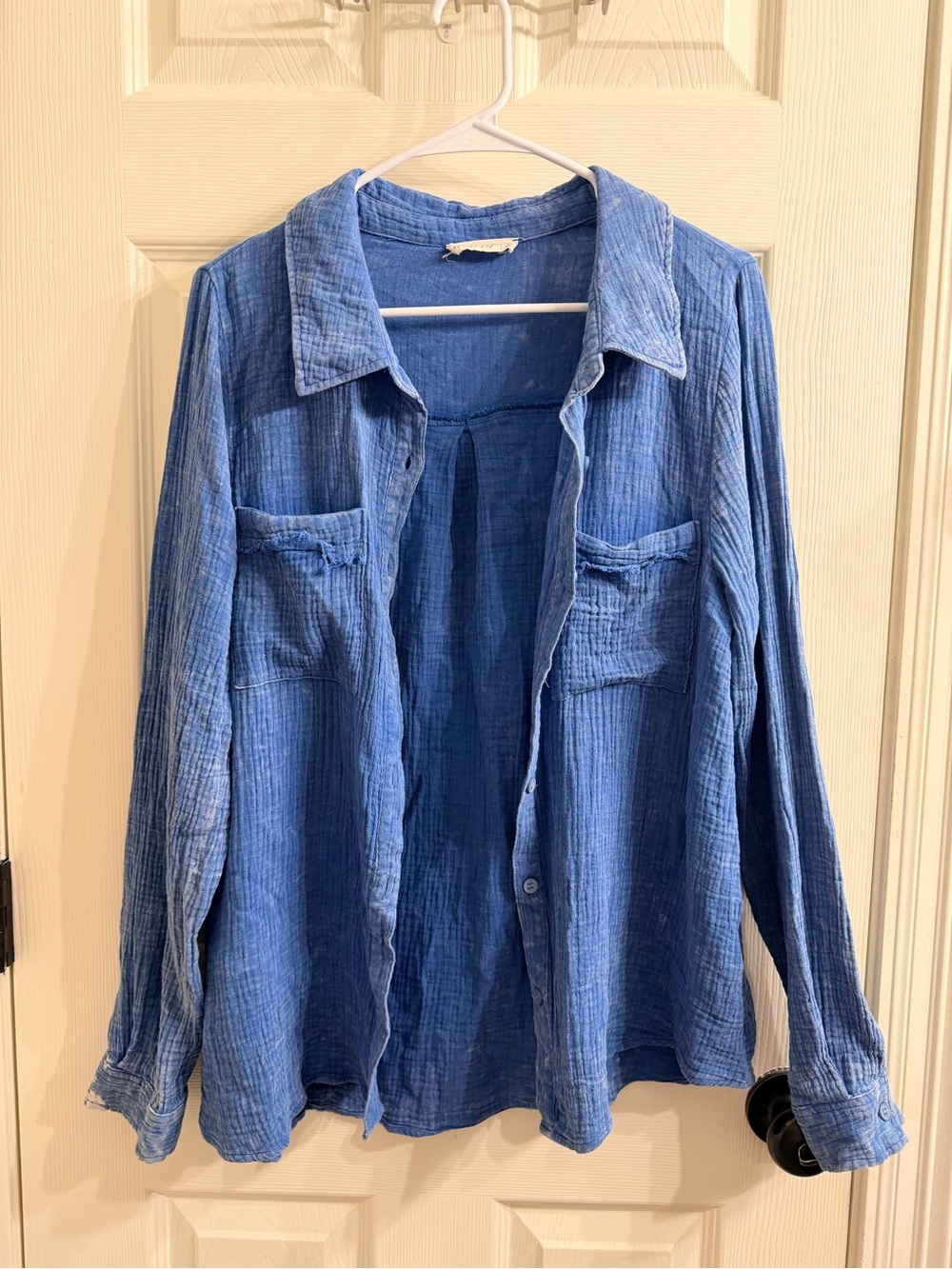 Casual Blue Women’s Lightweight Button-Front Shirt